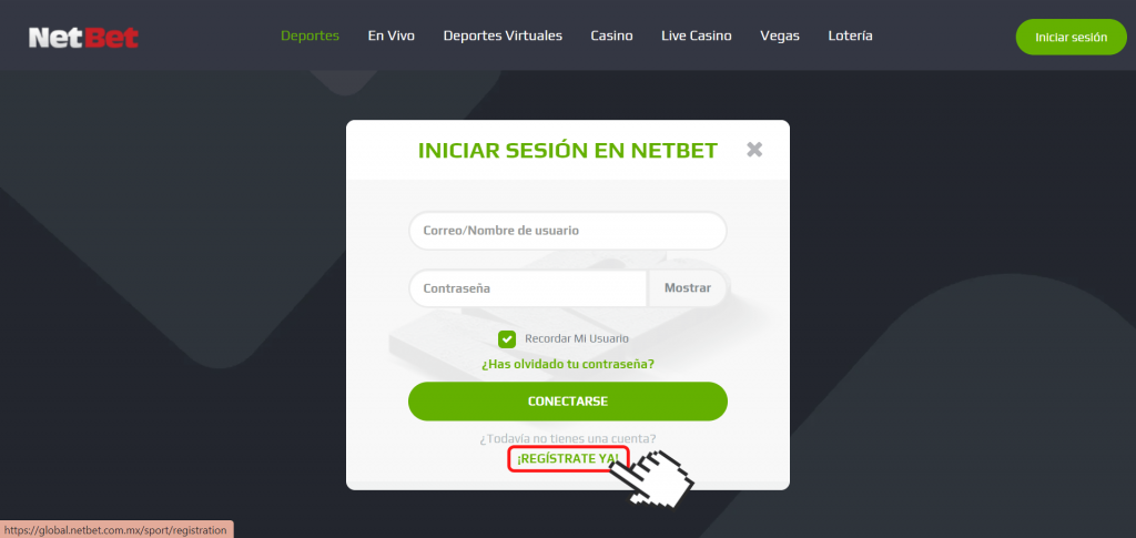 Registro NetBet México - Paso 2