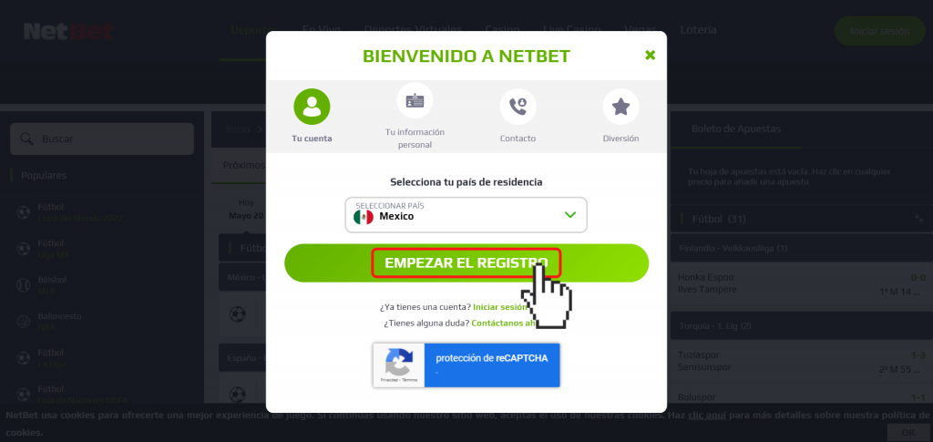 Registro NetBet México - Paso 3