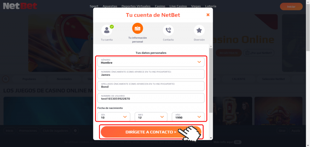 Registro NetBet México - Paso 5