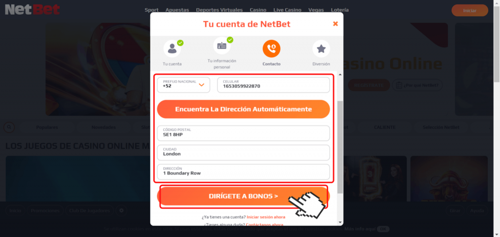 Registro NetBet México - Paso 6