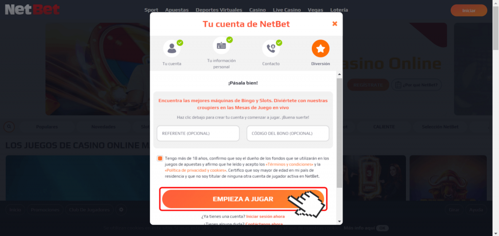 Registro NetBet México - Paso 7